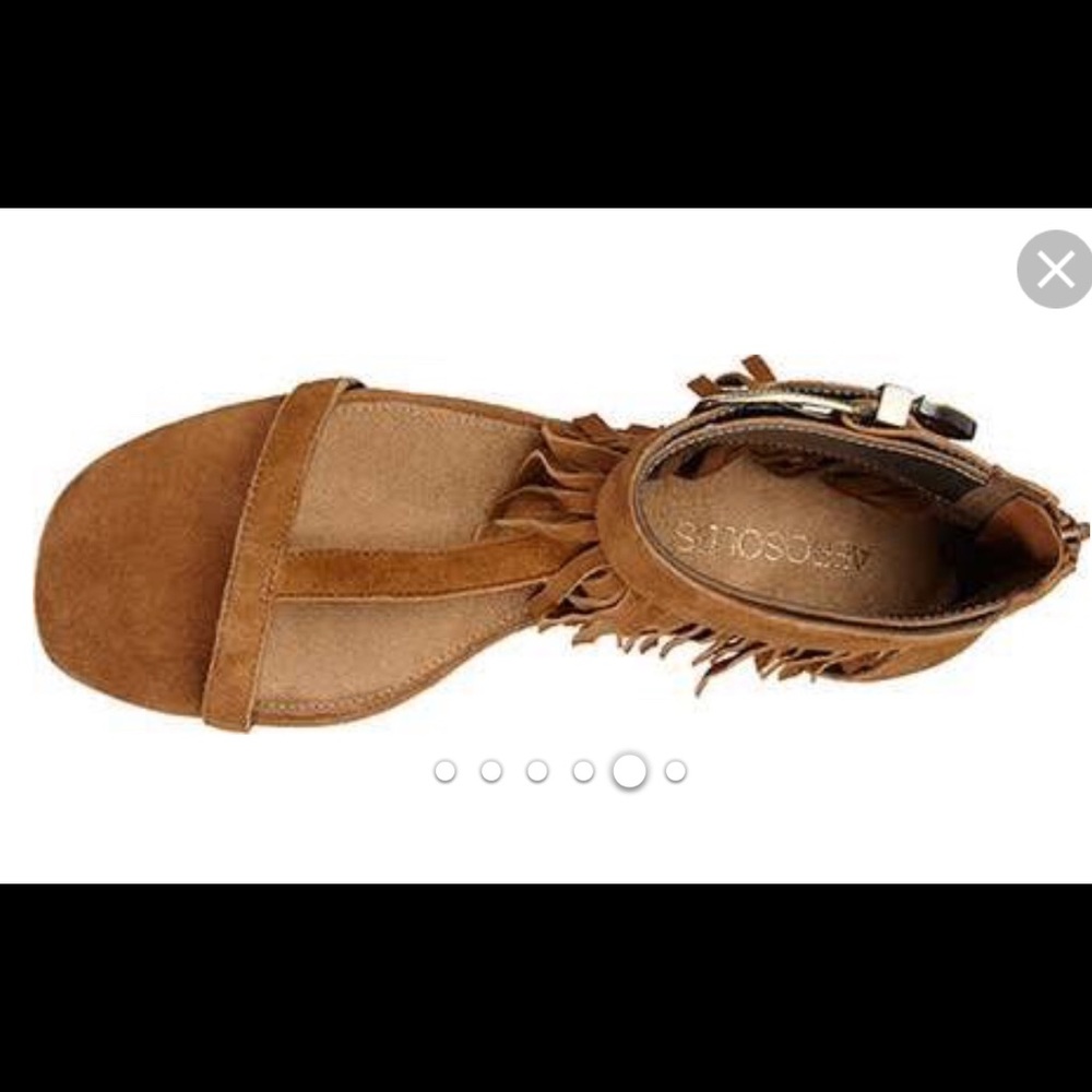 New Aerosoles lowdown fringe heeled suede sandals - Picture 4 of 8